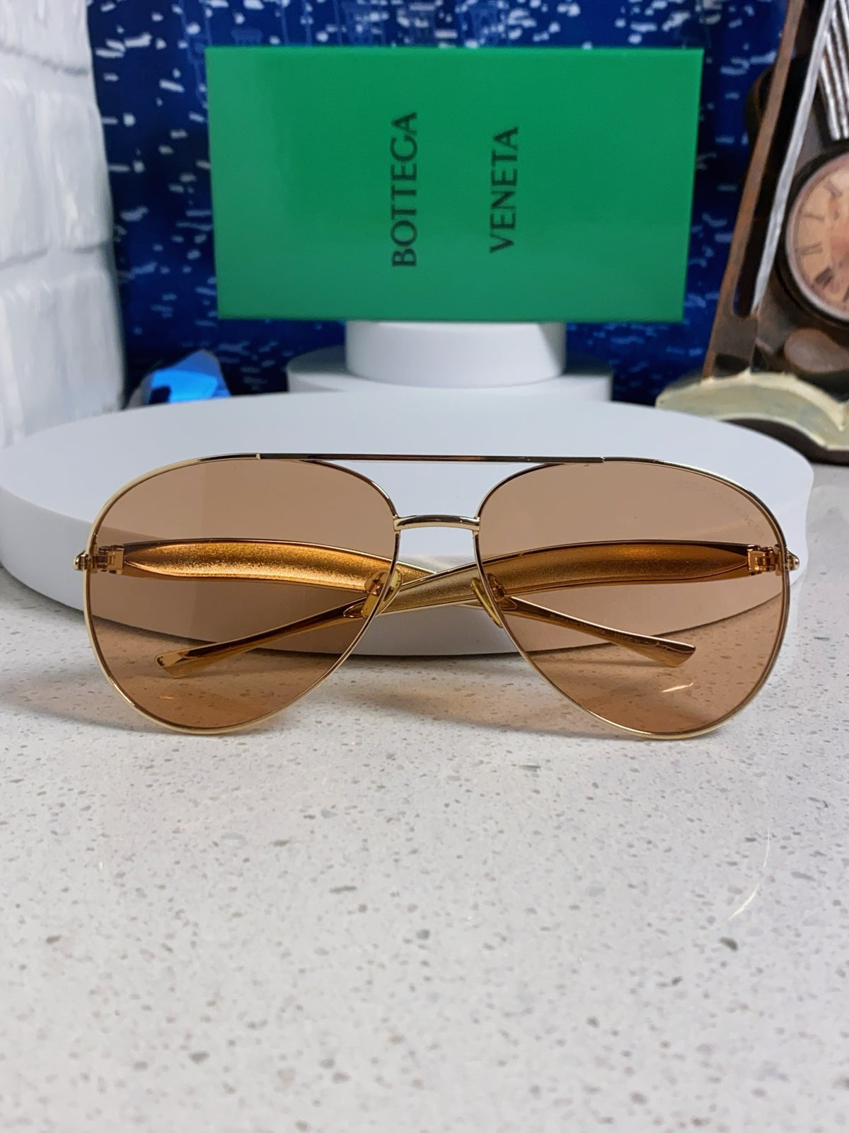 Bottega Veneta Metal Aviator Gold Lens Sunglasses for Men & Women - 867248 - detail image 9