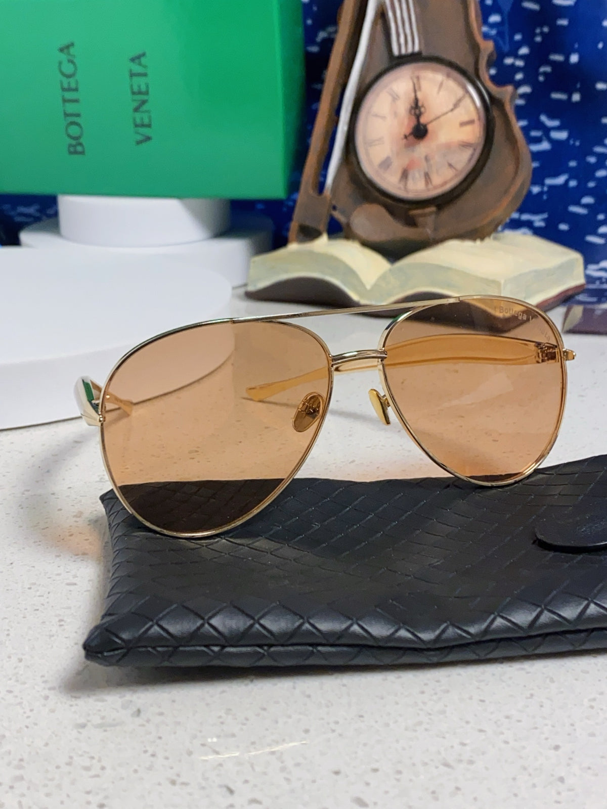 Bottega Veneta Metal Aviator Gold Lens Sunglasses for Men & Women - 867248 - detail image 10