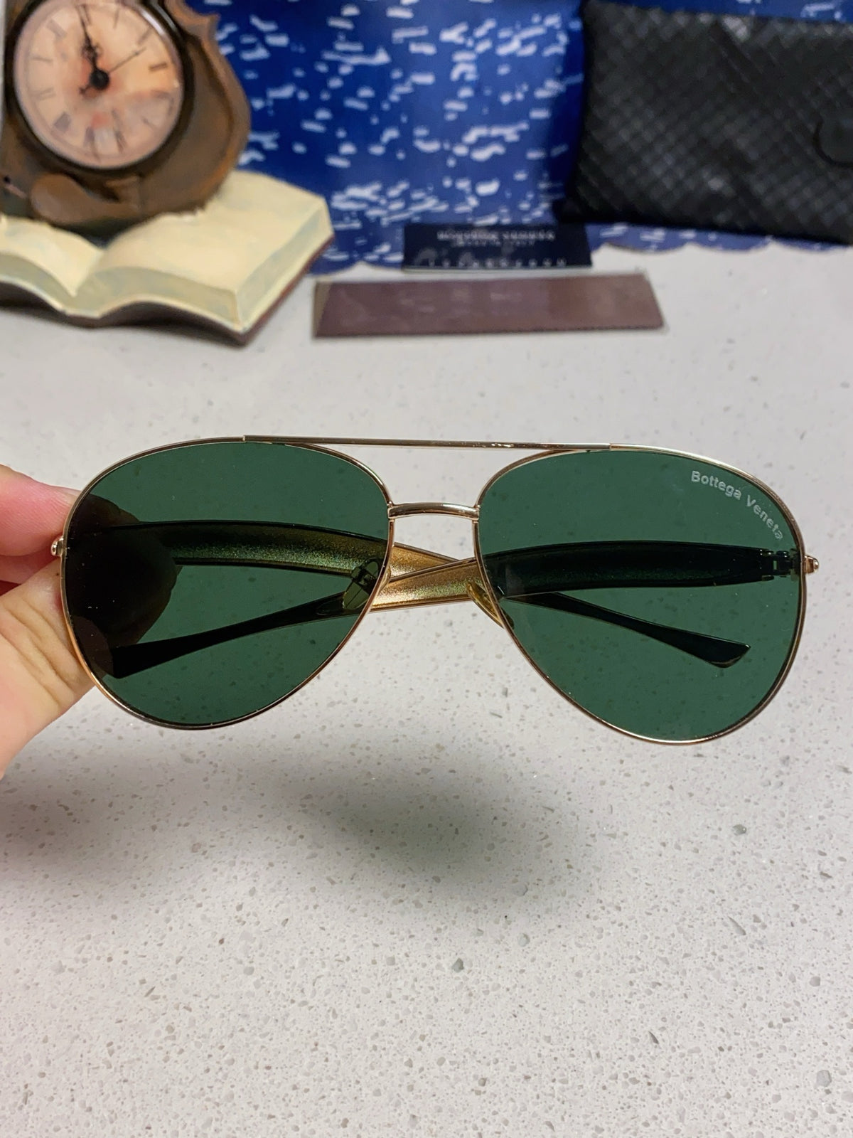 Bottega Veneta Metal Aviator Gold Lens Sunglasses for Men & Women - detail image 4