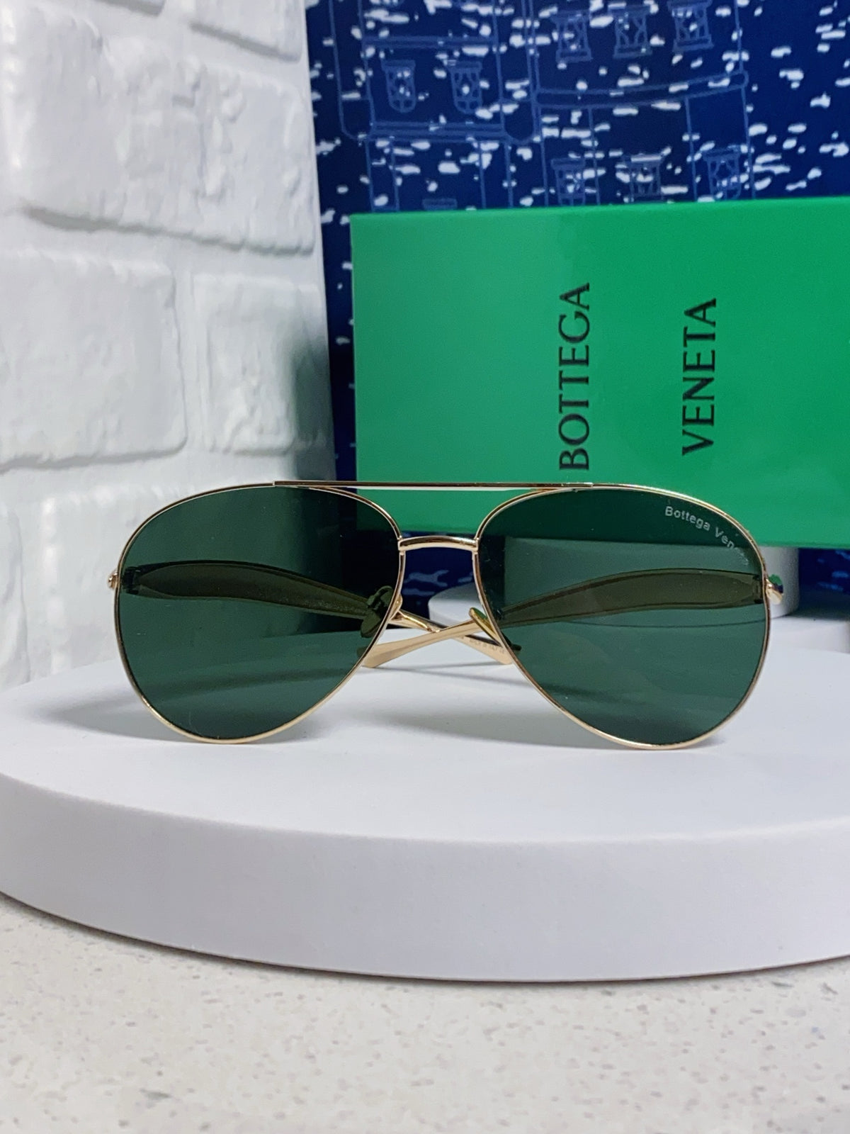 Bottega Veneta Metal Aviator Gold Lens Sunglasses for Men & Women - 416428 - detail image 2
