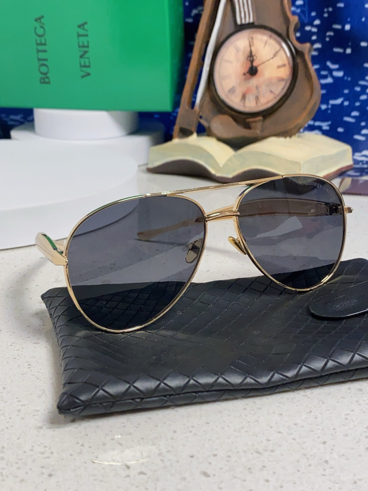 Bottega Veneta Metal Aviator Red Lens Sunglasses for Men & Women - 416429 - detail image 10