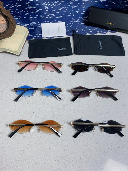 Cartier Lightweight Metal Rimless Silver Lens Sunglasses for Women - 449439 - detail image 11