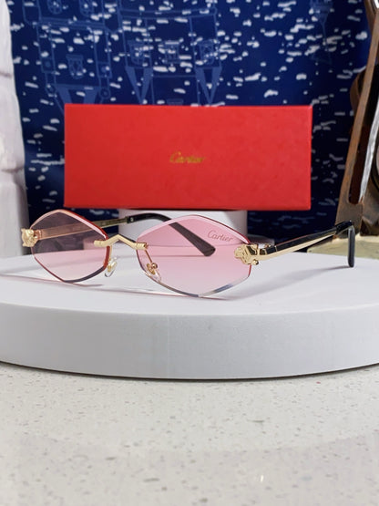 Cartier Lightweight Metal Rimless Silver Lens Sunglasses for Women - 449439