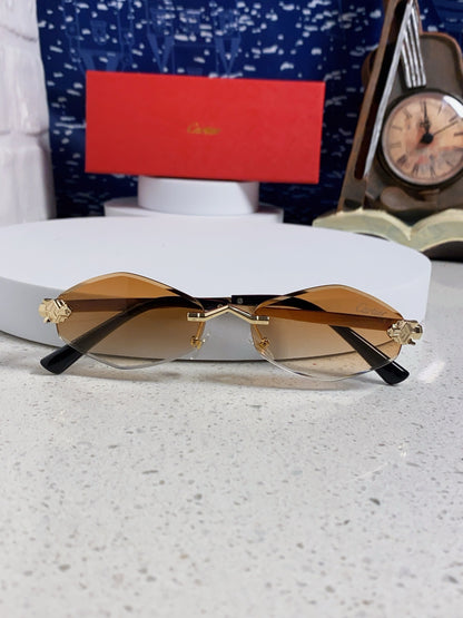 Cartier Lightweight Metal Rimless Gold Lens Sunglasses for Women - 415849 - detail image 9