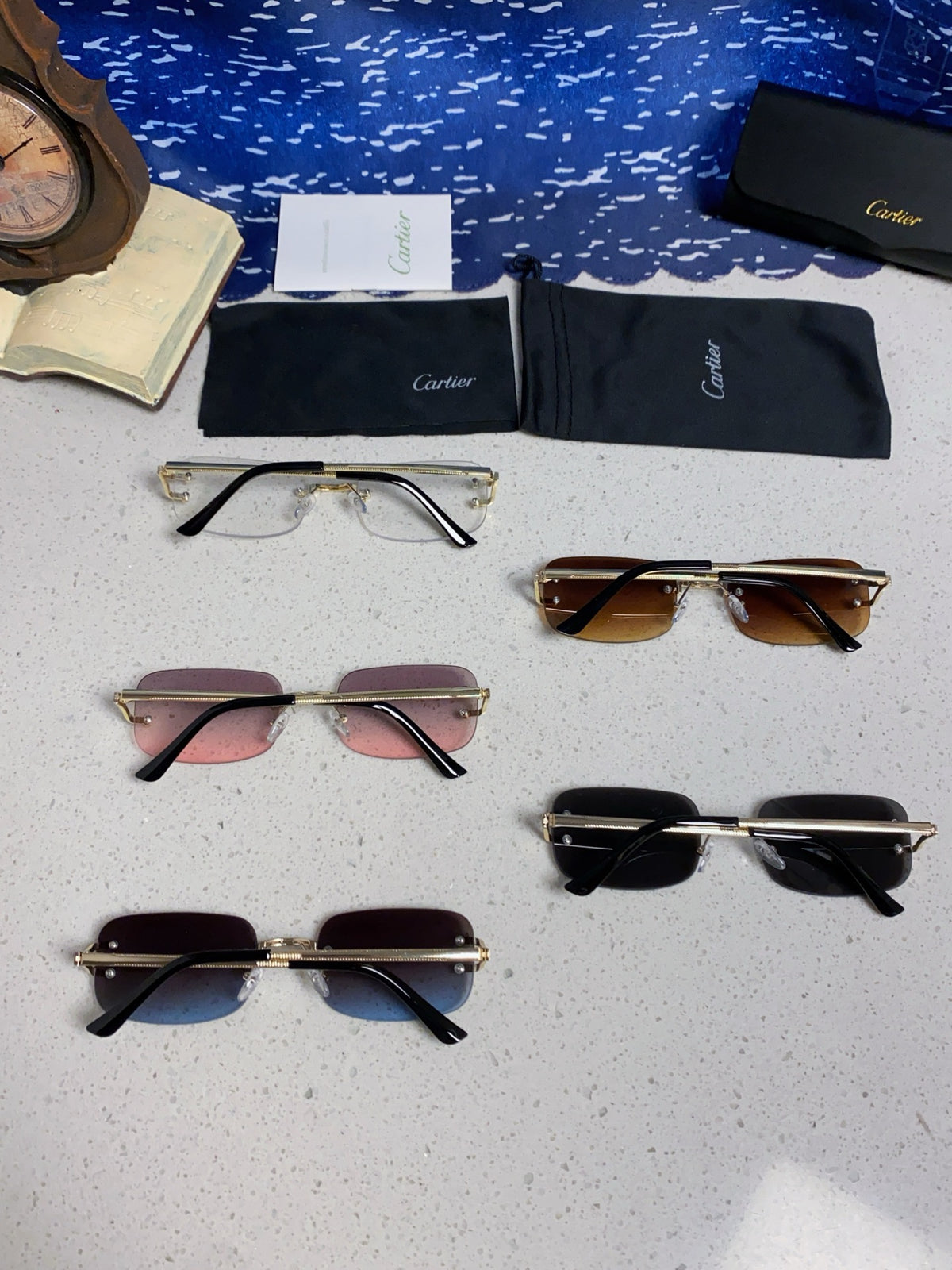 Cartier Lightweight Rimless Silver Lens Sunglasses for Men & Women - 449478 - detail image 11