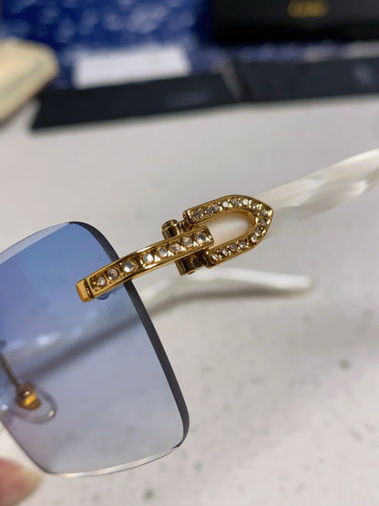 Cartier Lightweight Rimless Blue Lens Sunglasses for Men & Women - 449484 - detail image 7