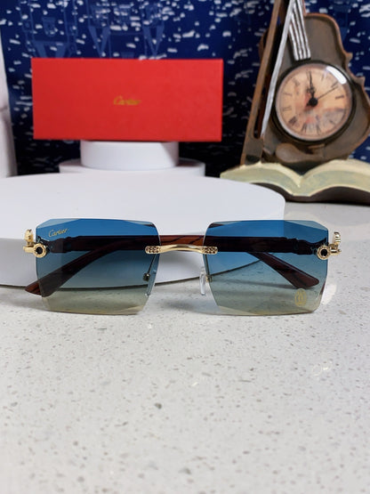 Cartier Lightweight Rimless Blue Lens Sunglasses for Men & Women - 998239 - detail image 9