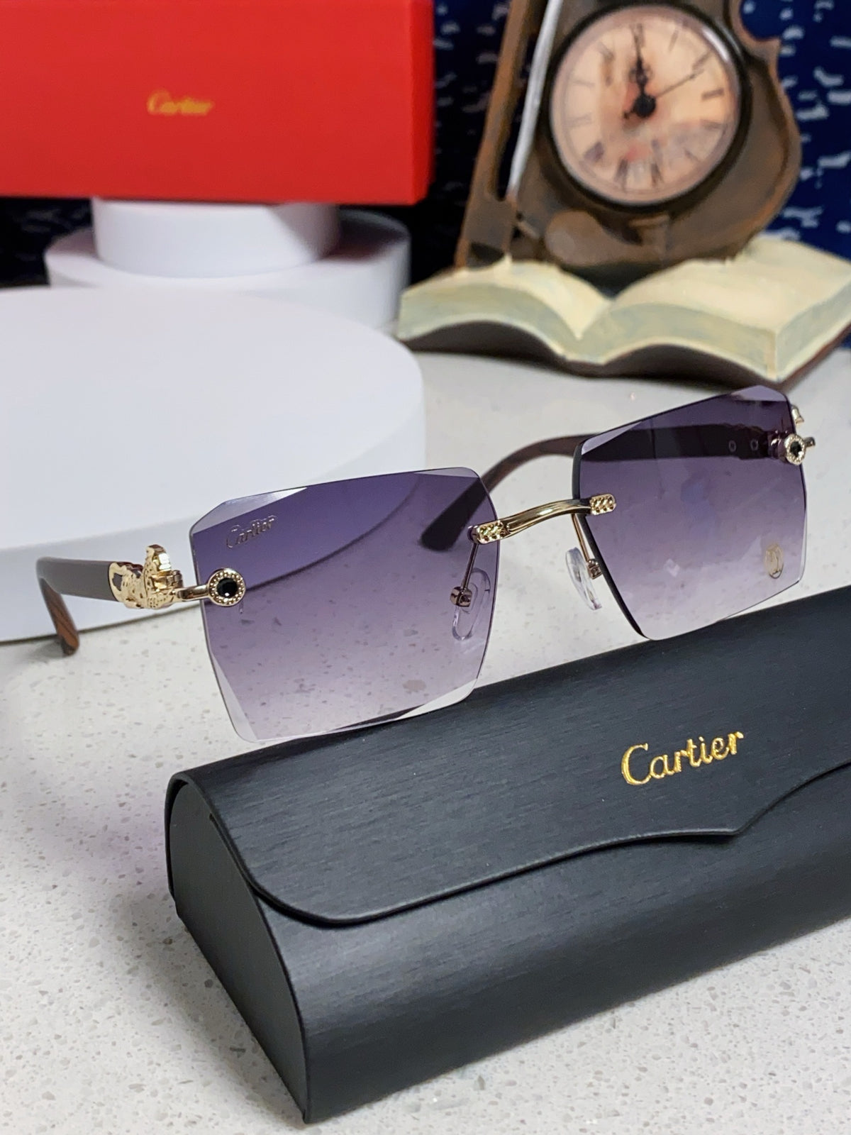 Cartier Lightweight Rimless Silver Lens Sunglasses for Men & Women - 432352 - detail image 10