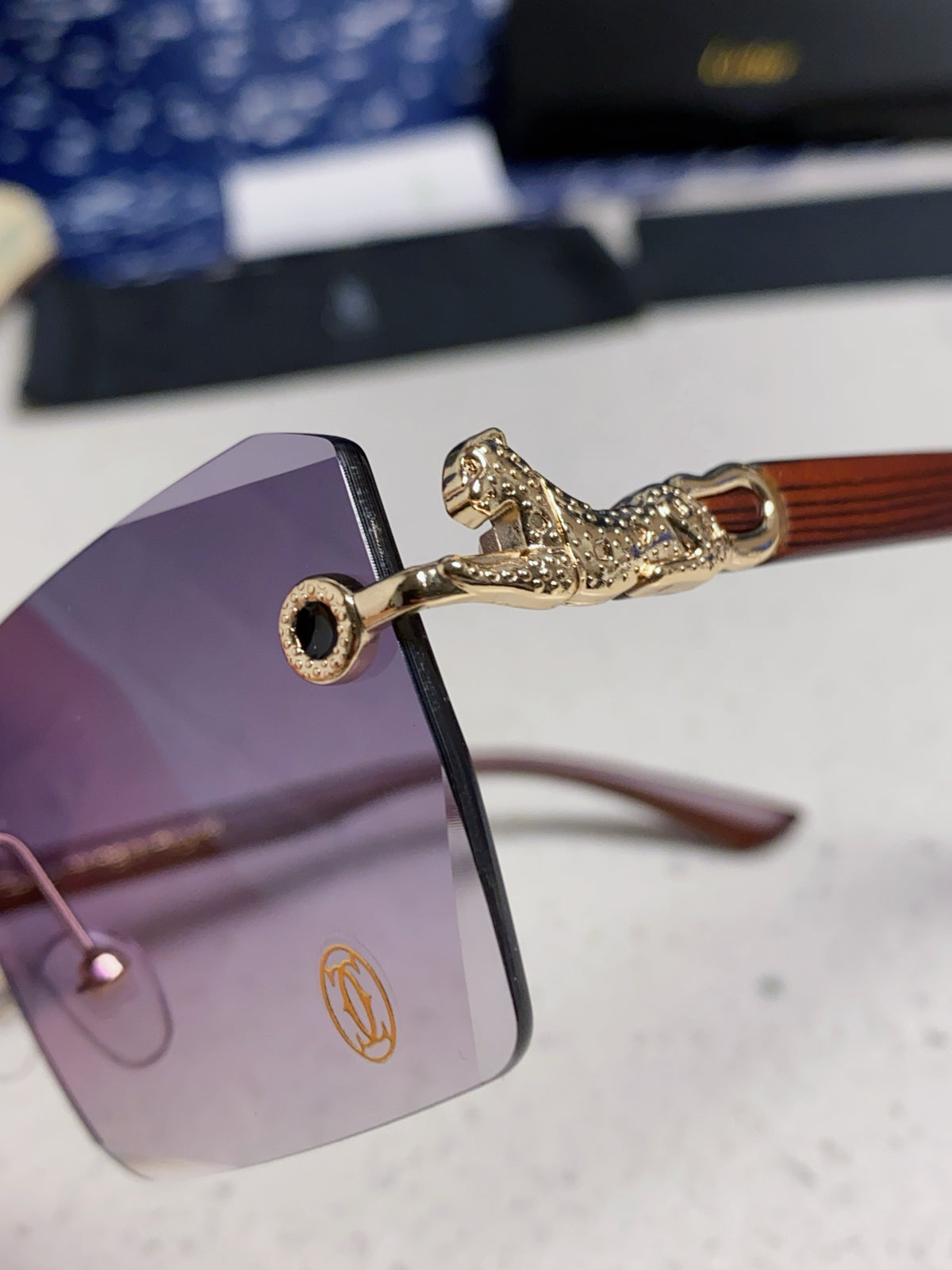Cartier Lightweight Rimless Silver Lens Sunglasses for Men & Women - 998241 - detail image 7