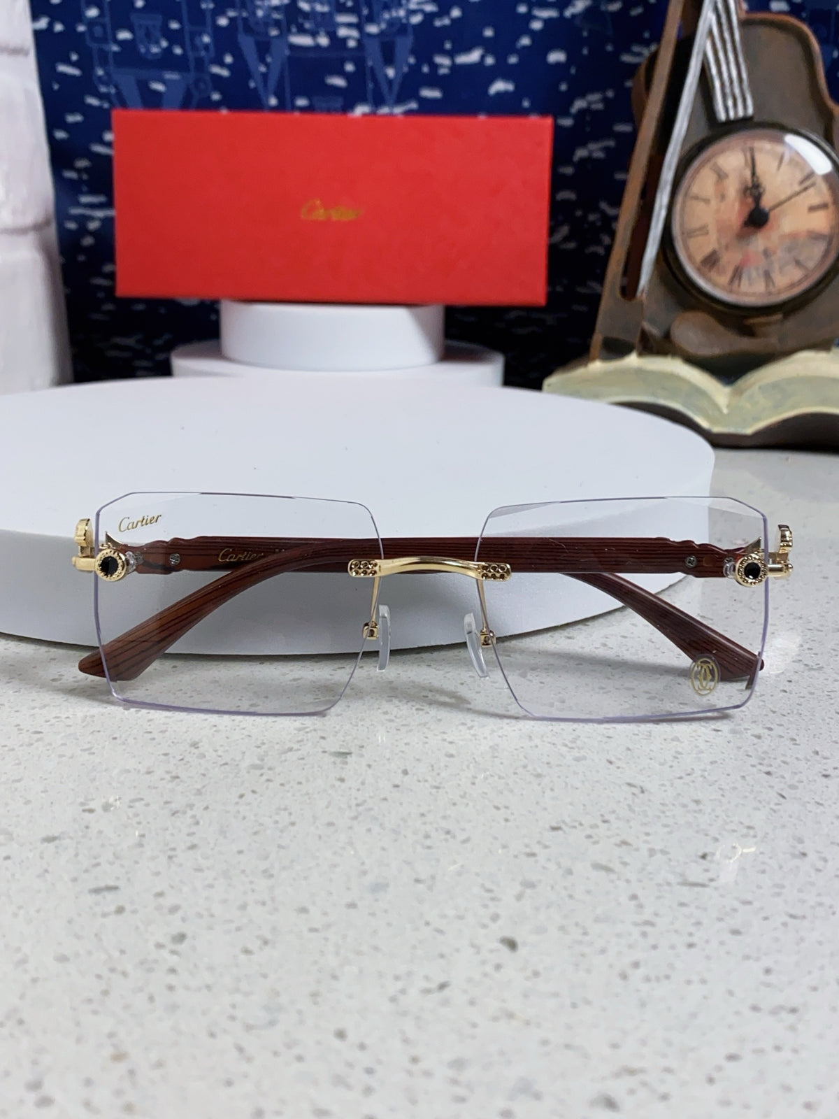 Cartier Lightweight Rimless Silver Lens Sunglasses for Men & Women - 998238 - detail image 9