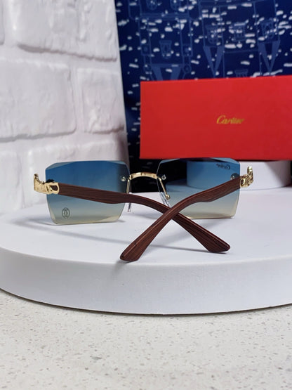 Cartier Lightweight Rimless Blue Lens Sunglasses for Men & Women - 998239 - detail image 3