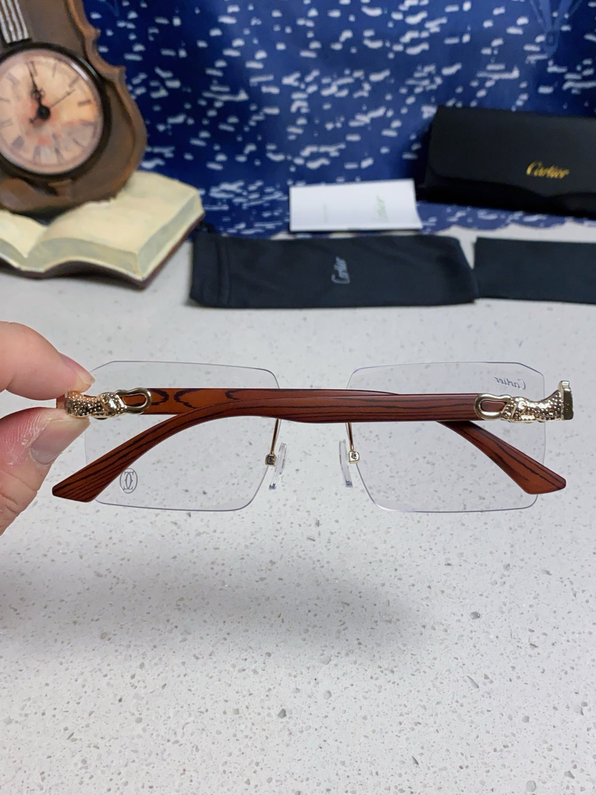Cartier Lightweight Rimless Silver Lens Sunglasses for Men & Women - 432349 - detail image 5