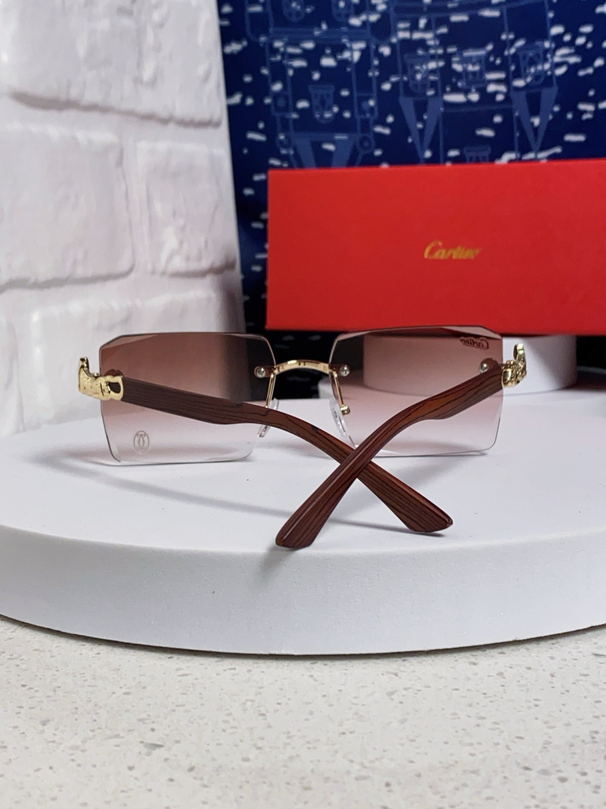 Cartier Lightweight Rimless Silver Lens Sunglasses for Men & Women - 998240 - detail image 3