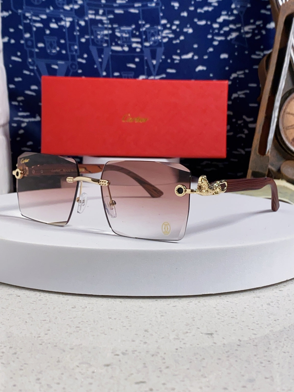 Cartier Lightweight Rimless Silver Lens Sunglasses for Men & Women - 432351