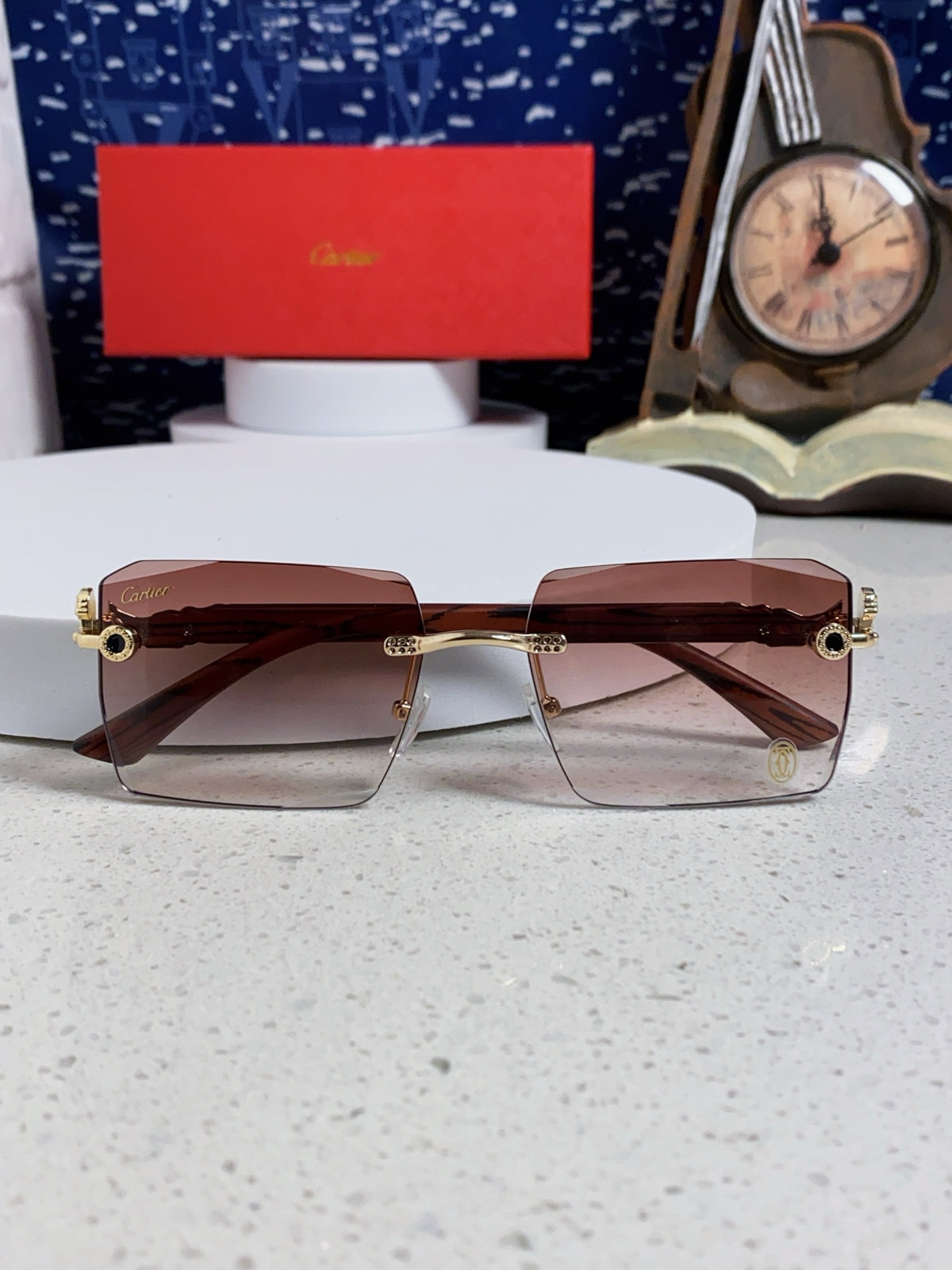 Cartier Lightweight Rimless Silver Lens Sunglasses for Men & Women - 998240 - detail image 9