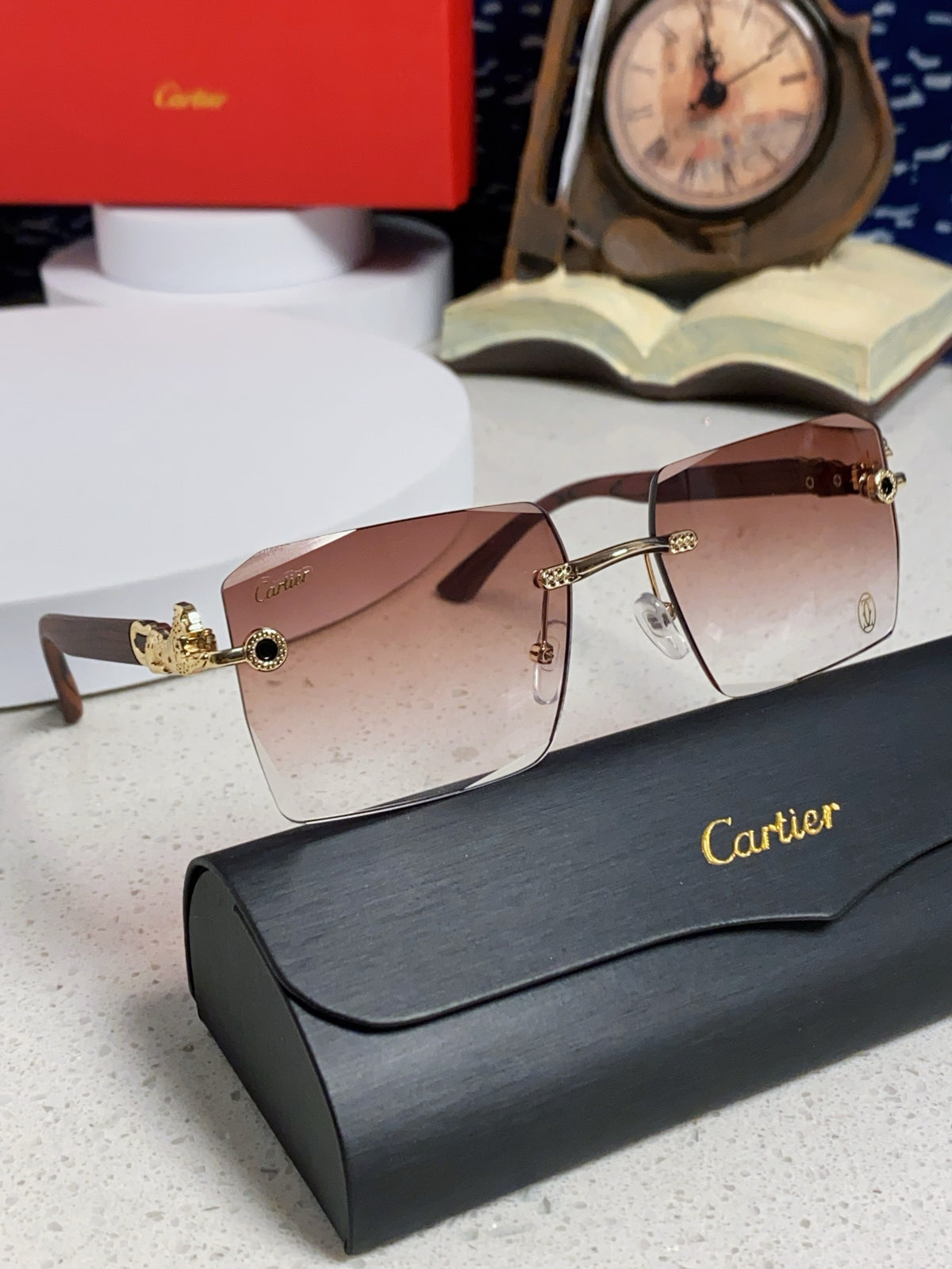 Cartier Lightweight Rimless Silver Lens Sunglasses for Men & Women - 487372 - detail image 10