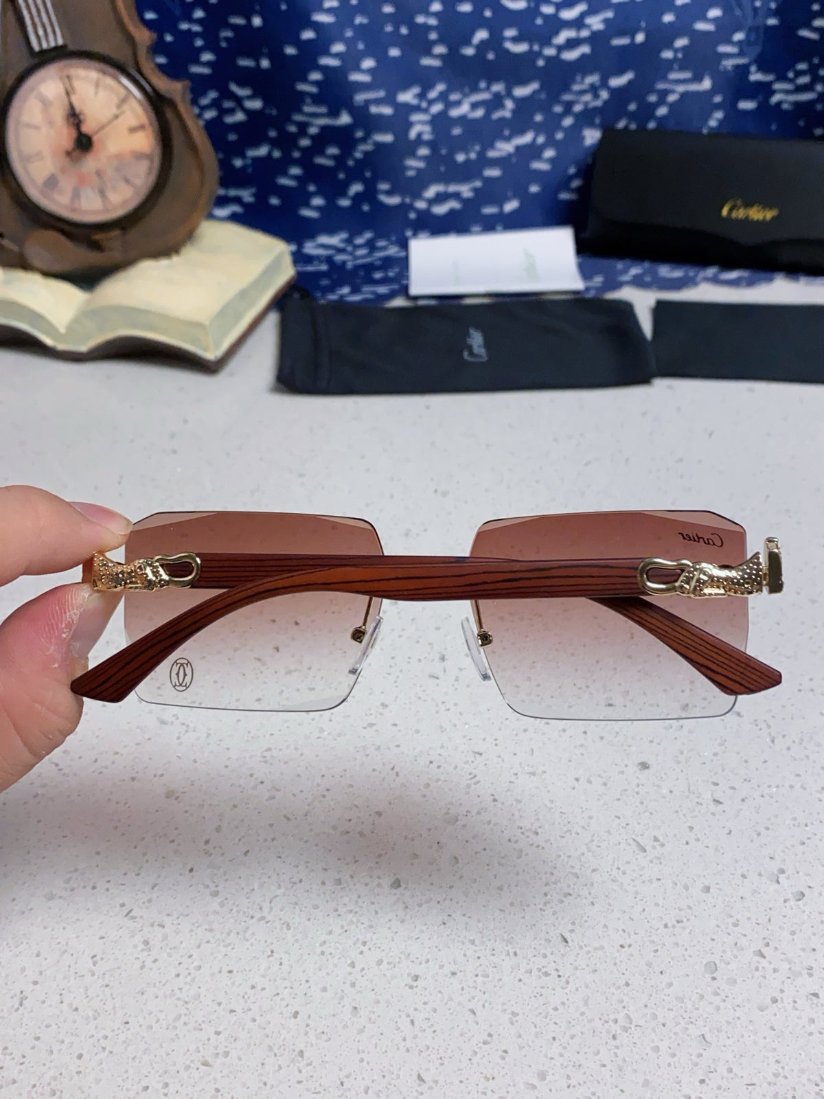 Cartier Lightweight Rimless Silver Lens Sunglasses for Men & Women - 487372 - detail image 5