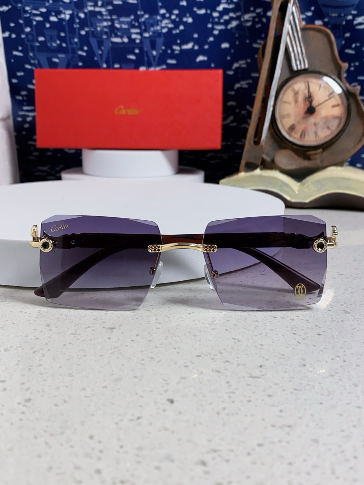 Cartier Lightweight Rimless Silver Lens Sunglasses for Men & Women - 487373 - detail image 9