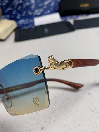 Cartier Lightweight Rimless Blue Lens Sunglasses for Men & Women - 998239 - detail image 7
