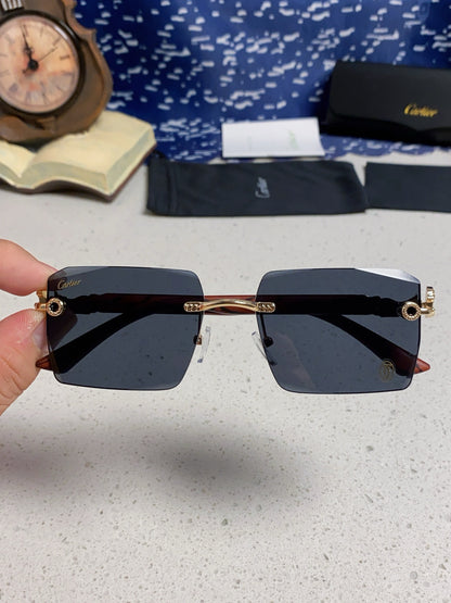Cartier Lightweight Rimless Blue Lens Sunglasses for Men & Women - 432353 - detail image 4