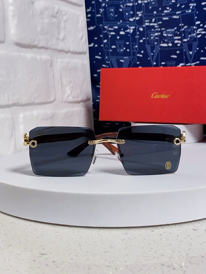Cartier Lightweight Rimless Blue Lens Sunglasses for Men & Women - 432353 - detail image 2