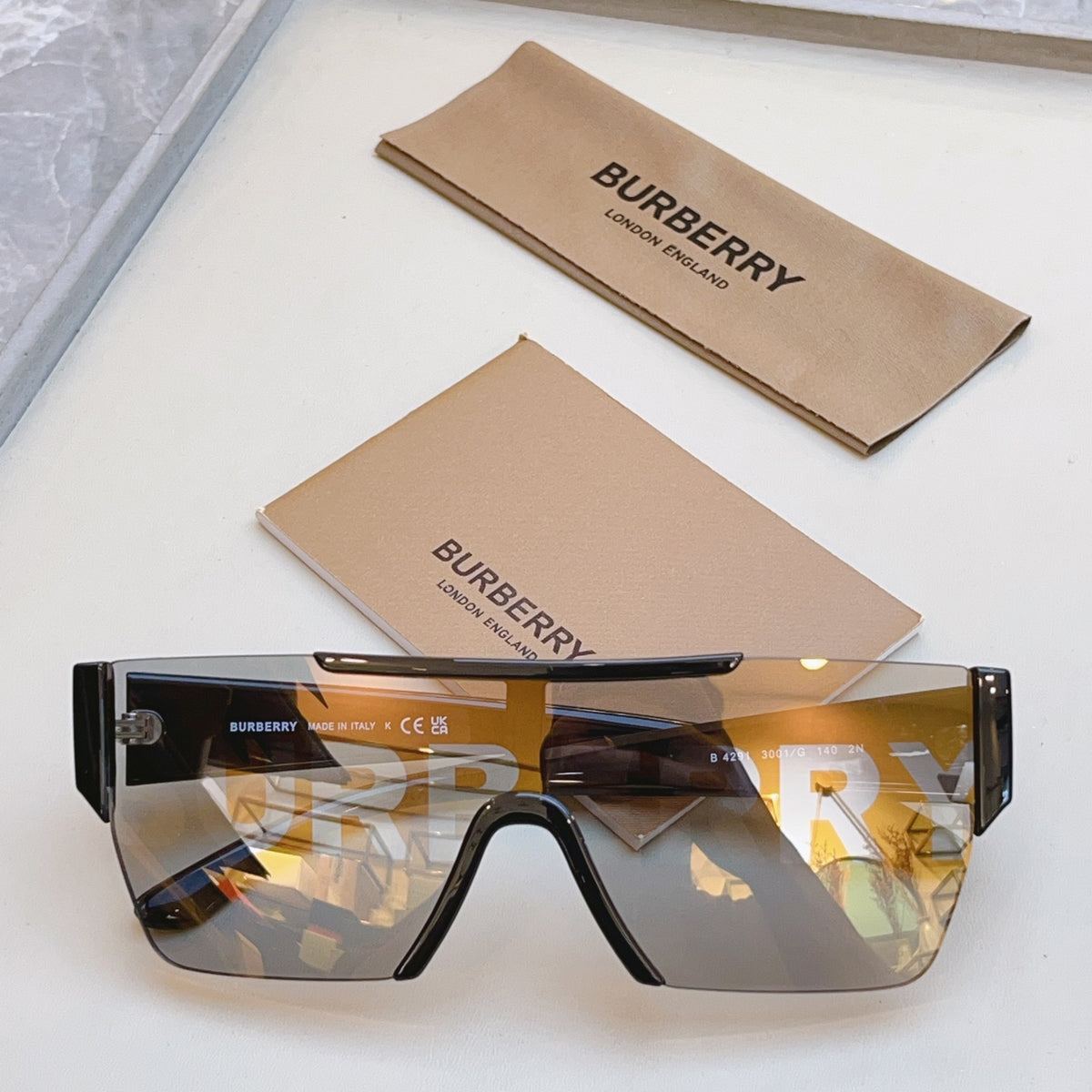 Burberry BE4291 Fashion Gold Lens Sunglasses for Men & Women