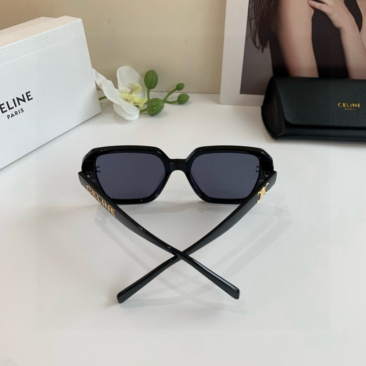 Celine Square Black Lens Sunglasses for Men & Women - 998066 - detail image 3