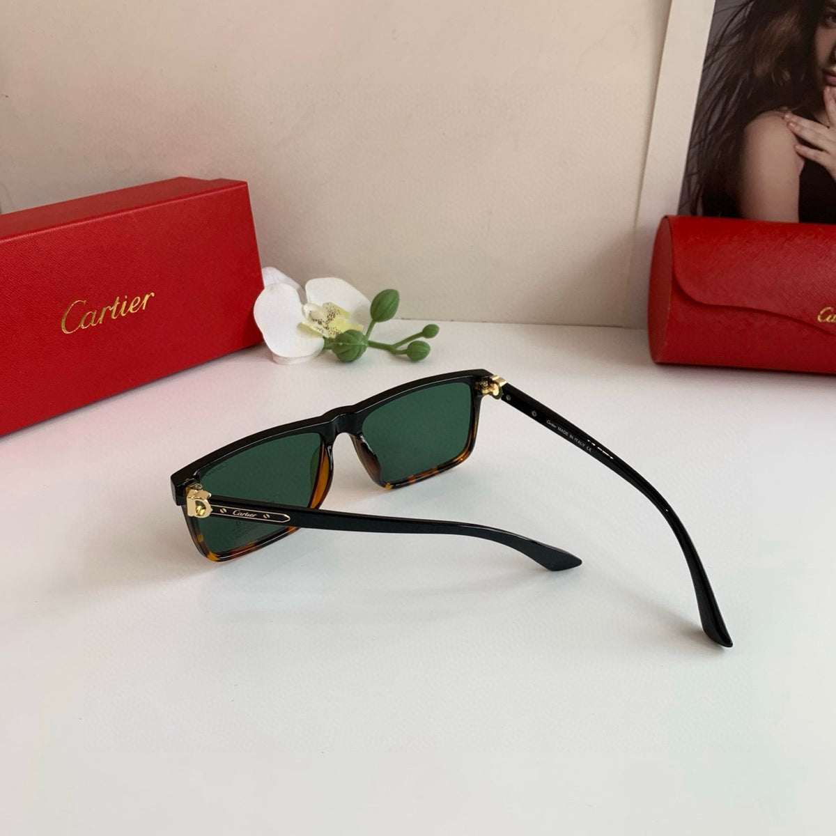 Cartier Square Green Lens Sunglasses for Men & Women - 358518 - detail image 2
