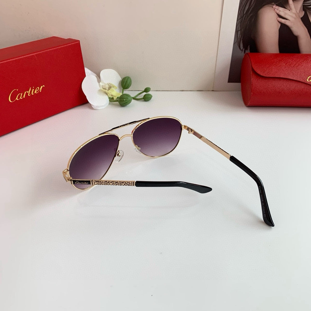 Cartier Aviator Purple Lens Sunglasses for Men & Women - 132527 - detail image 5