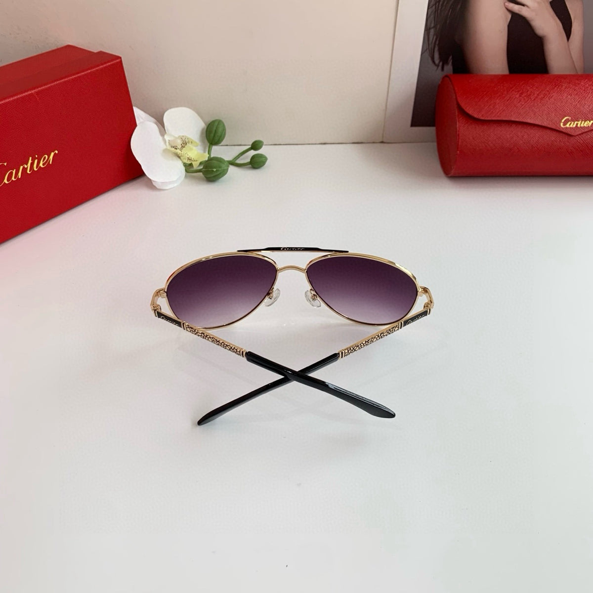 Cartier Aviator Purple Lens Sunglasses for Men & Women - 132527 - detail image 4