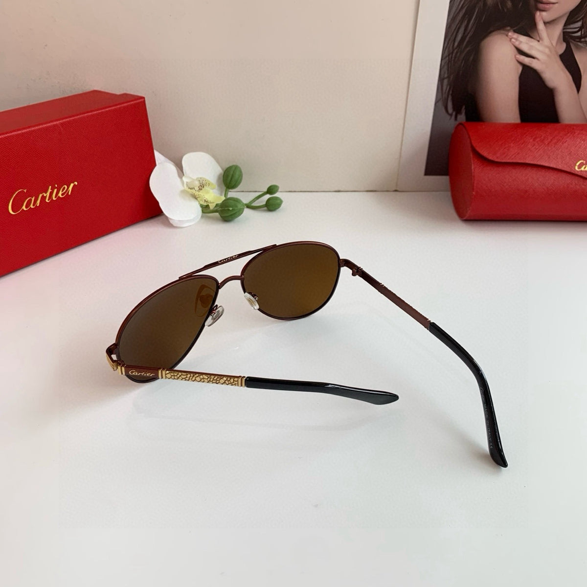 Cartier Aviator Black Lens Sunglasses for Men & Women - 132526 - detail image 4