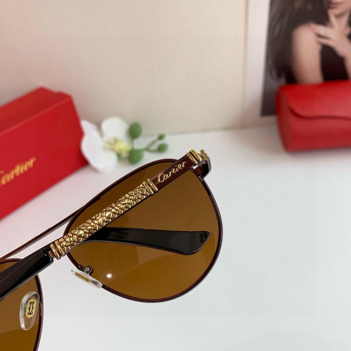 Cartier Aviator Black Lens Sunglasses for Men & Women - 132526 - detail image 3