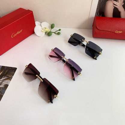 Cartier Lightweight Rimless Red Lens Sunglasses for Men & Women - 415970 - detail image 3