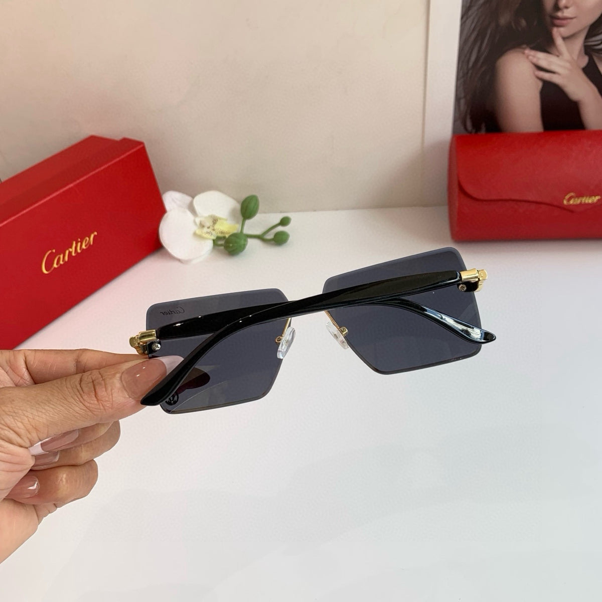 Cartier Lightweight Rimless Silver Lens Sunglasses for Men & Women - 158489 - detail image 3