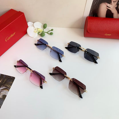 Cartier Lightweight Rimless Blue Lens Sunglasses for Men & Women - 415877 - detail image 7