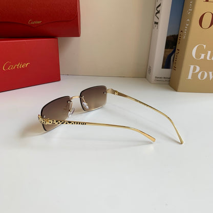 Cartier Lightweight Rimless Brown Lens Sunglasses for Men & Women - 432371 - detail image 7