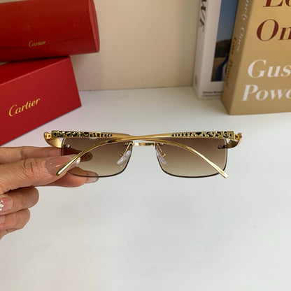 Cartier Lightweight Rimless Brown Lens Sunglasses for Men & Women - 432371 - detail image 9