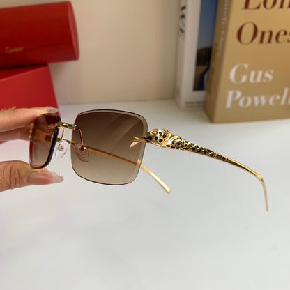 Cartier Lightweight Rimless Brown Lens Sunglasses for Men & Women - 432371 - detail image 5