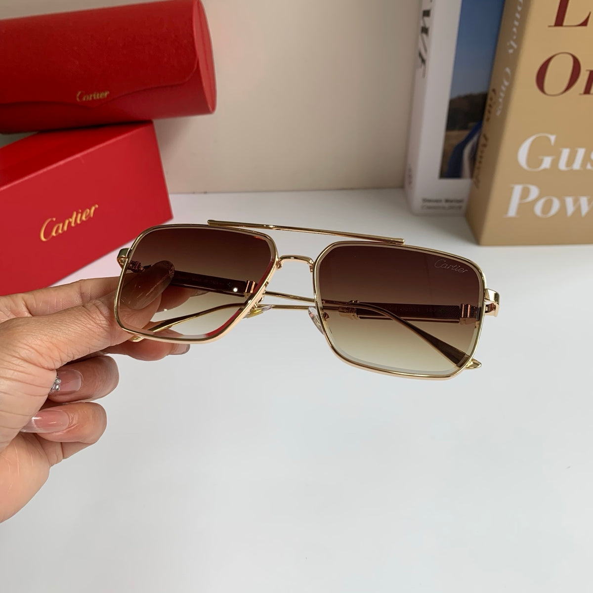 Cartier Metal Fashion Brown Lens Sunglasses for Men & Women - 132532 - detail image 4