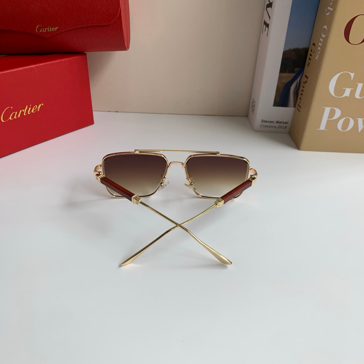 Cartier Metal Fashion Brown Lens Sunglasses for Men & Women - 382836 - detail image 8