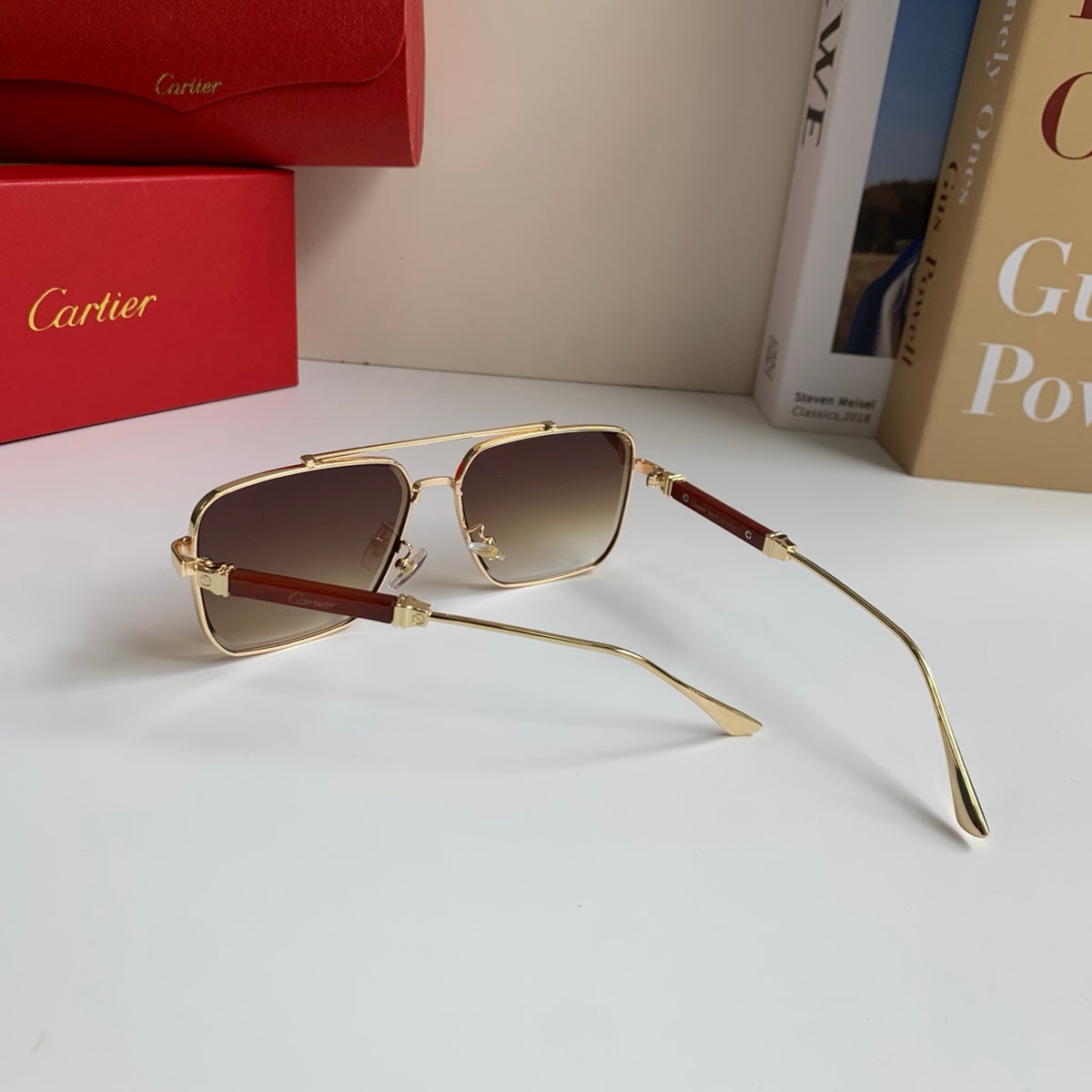 Cartier Metal Fashion Brown Lens Sunglasses for Men & Women - 132532 - detail image 9