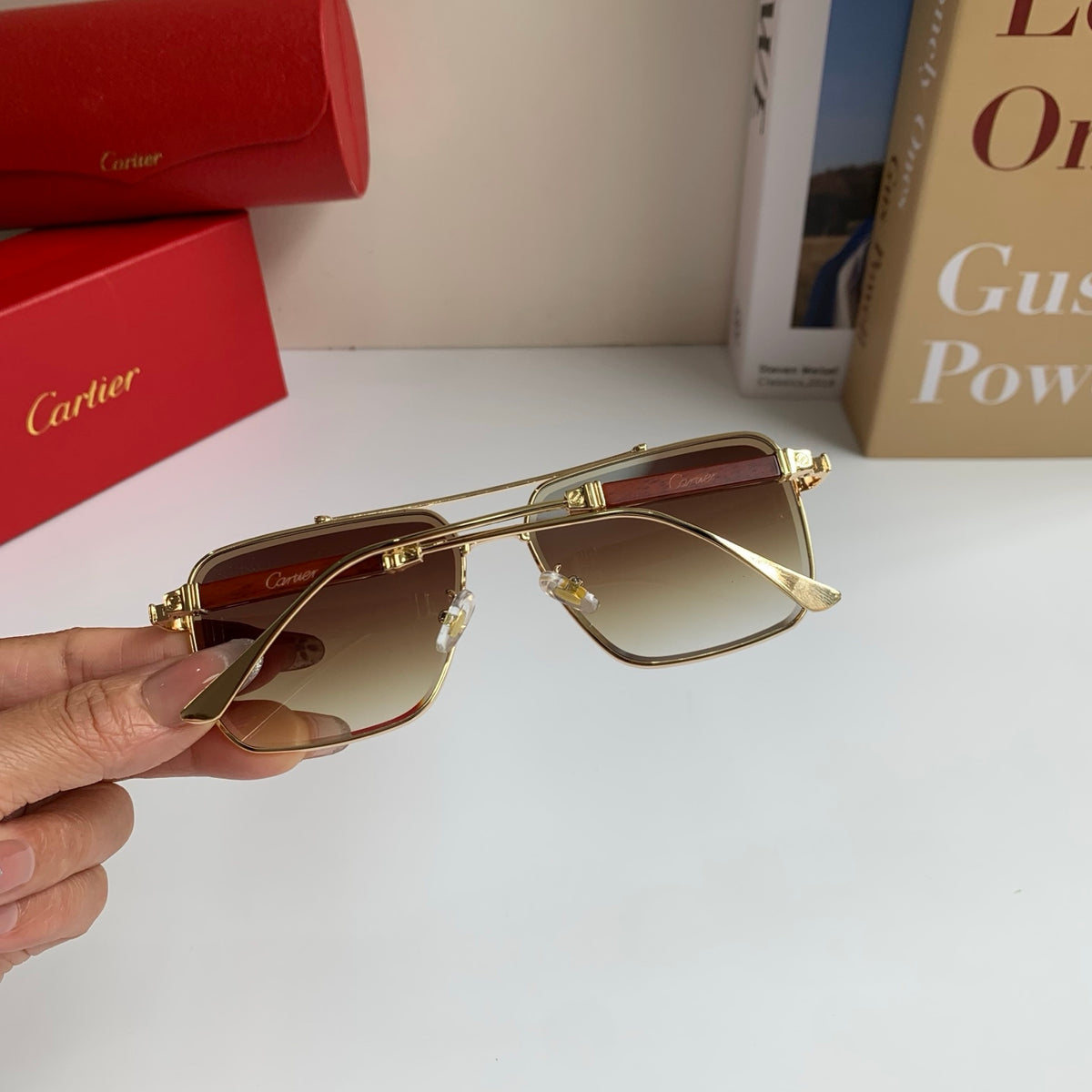 Cartier Metal Fashion Brown Lens Sunglasses for Men & Women - 382836 - detail image 6