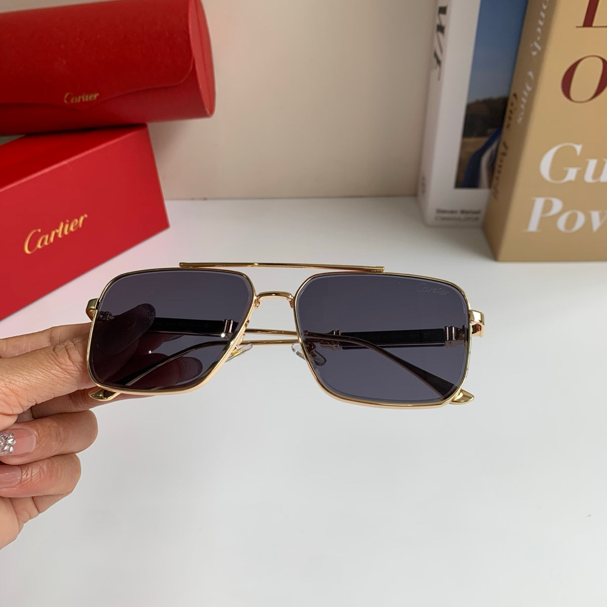 Cartier Metal Fashion Silver Lens Sunglasses for Men & Women - 382837 - detail image 5