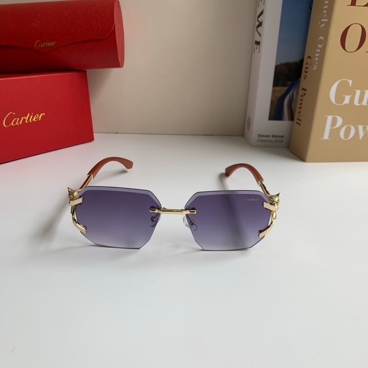 Cartier Metal Fashion Silver Lens Sunglasses for Men & Women - 382762 - detail image 3