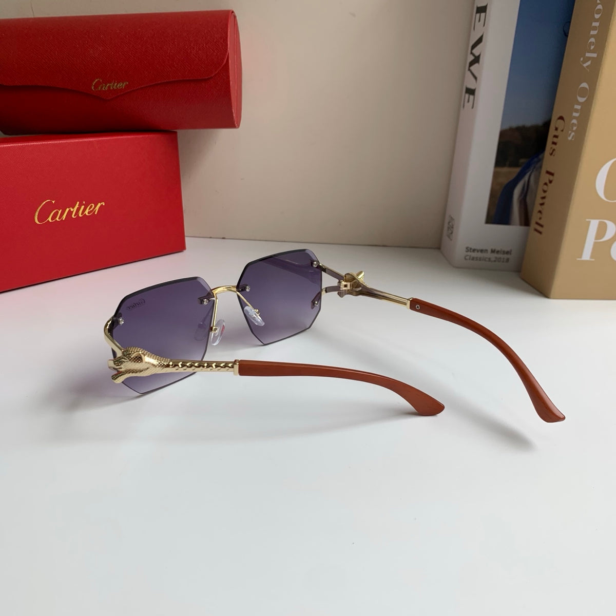 Cartier Metal Fashion Silver Lens Sunglasses for Men & Women - 132551 - detail image 6
