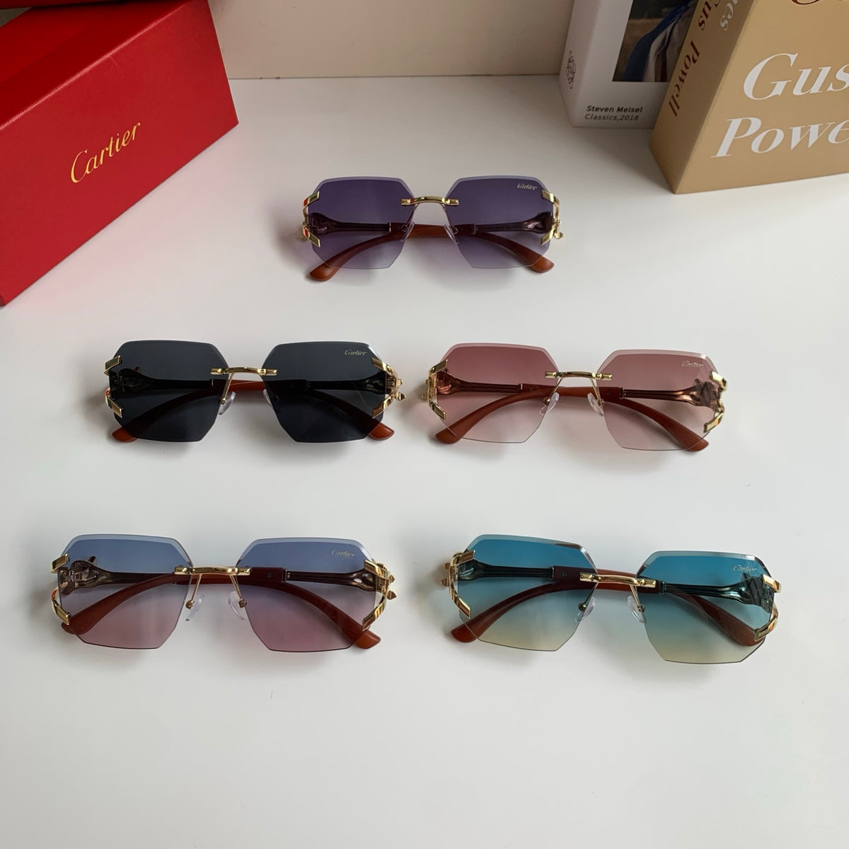 Cartier Metal Fashion Silver Lens Sunglasses for Men & Women - 465775 - detail image 10