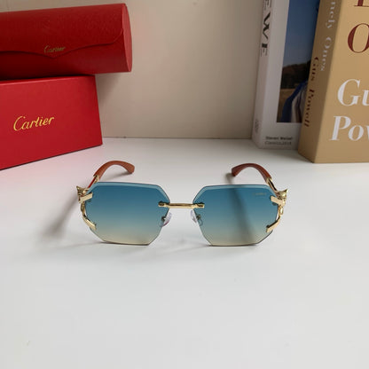 Cartier Metal Fashion Blue Lens Sunglasses for Men & Women - 382763 - detail image 3