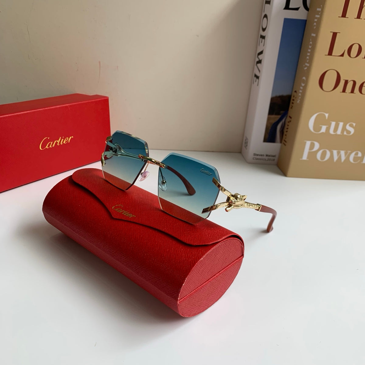 Cartier Metal Fashion Blue Lens Sunglasses for Men & Women - 132552 - detail image 4