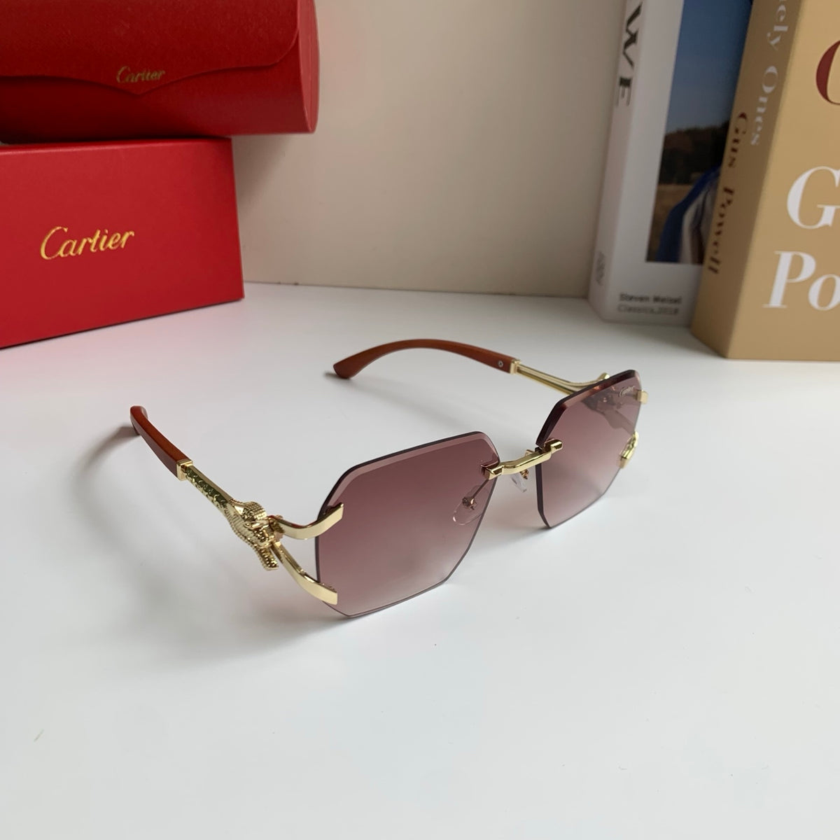 Cartier Metal Fashion Silver Lens Sunglasses for Men & Women - 382764