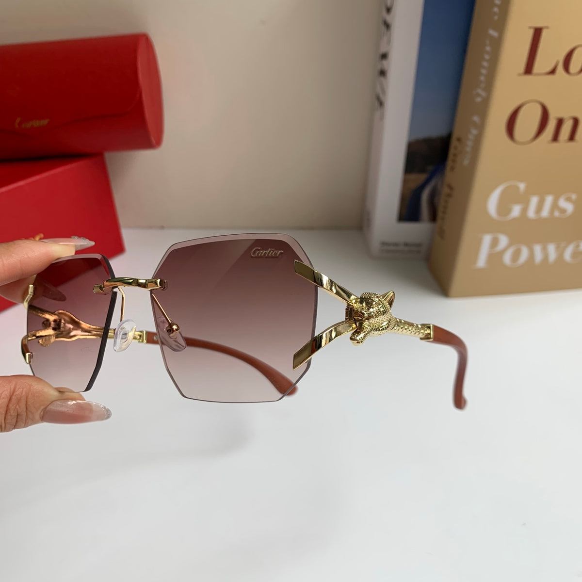 Cartier Metal Fashion Silver Lens Sunglasses for Men & Women - 382764 - detail image 7